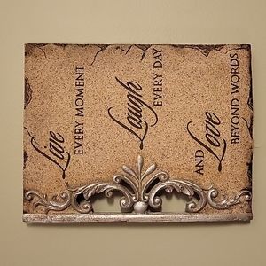 Live Laugh Love stone wall sign decor